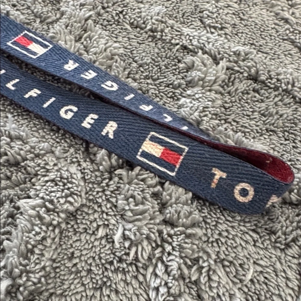 Tommy Hilfiger Navy and Red Logo Lanyard with Metal Clip